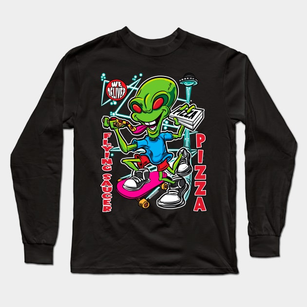 Flying Saucer Pizza Long Sleeve T-Shirt by eShirtLabs